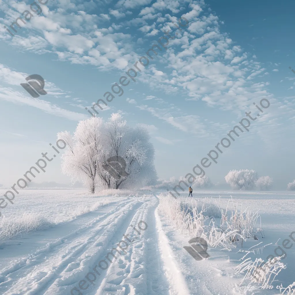 Skier moving through a serene snow-covered landscape - Image 2