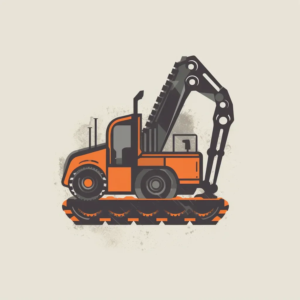 Dynamic machinery dealership logo with excavator icon in orange and gray colors on a light background - Image 3