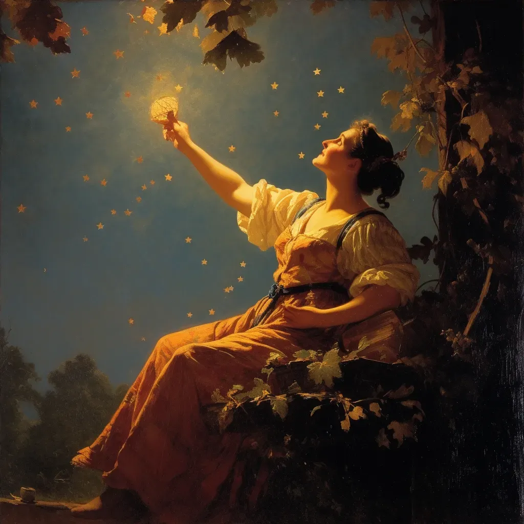 Woman plucking stars from night sky like fruit - Image 4