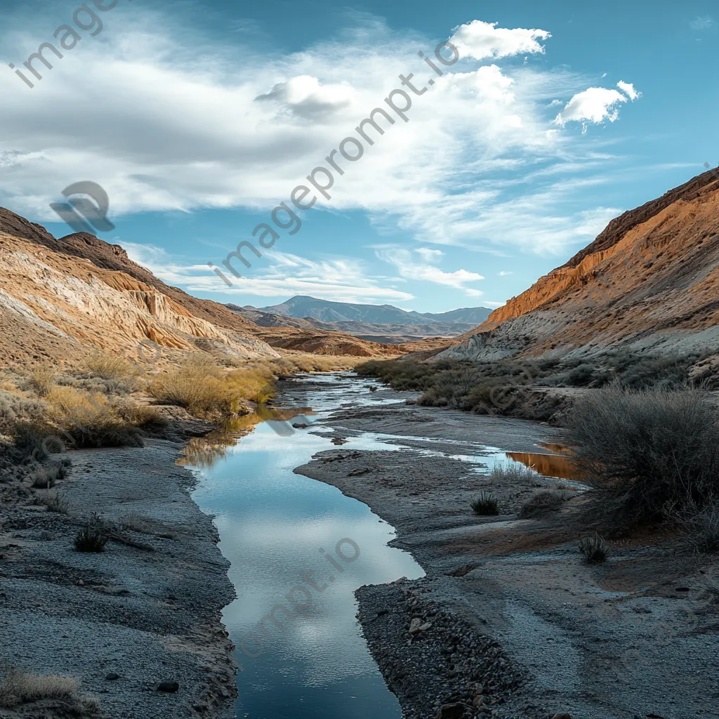 Desert spring feeding into a dry riverbed - Image 2