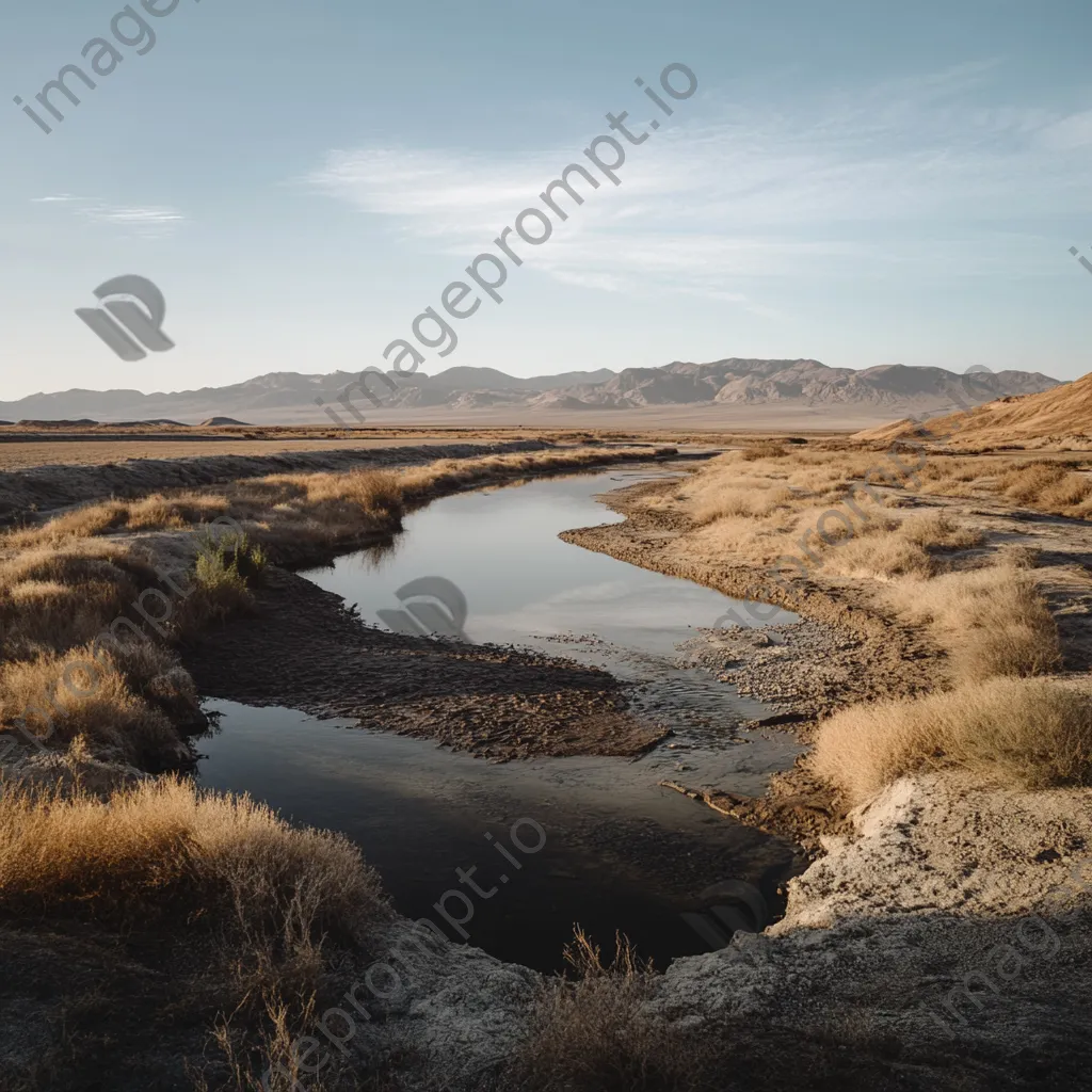 Desert spring feeding into a dry riverbed - Image 4