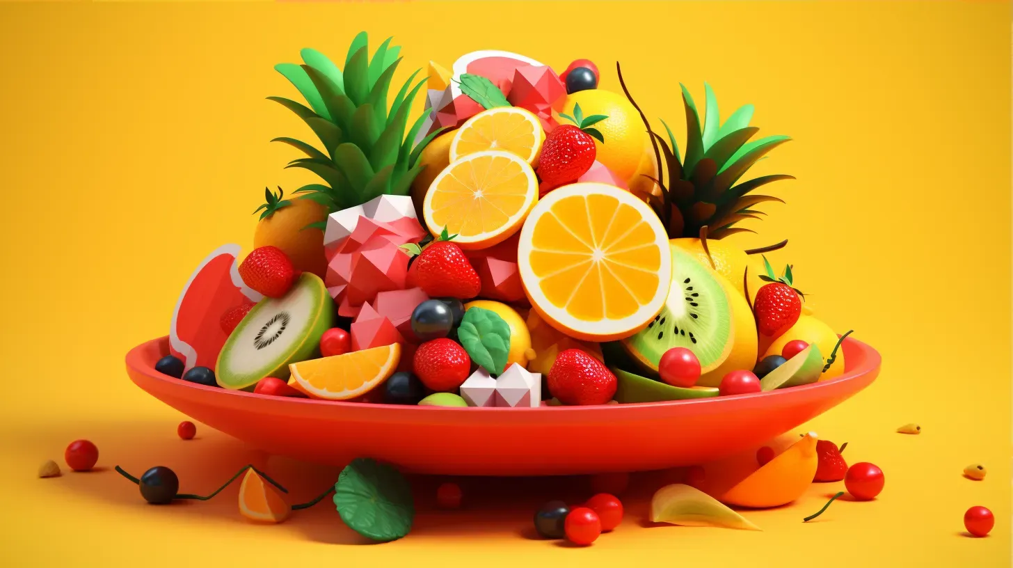 Colorful fruit salad in low poly style with simplified shapes - Image 3