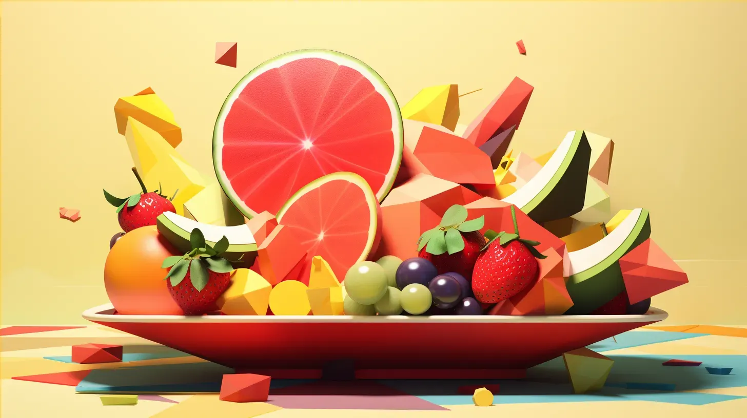 Colorful fruit salad in low poly style with simplified shapes - Image 4