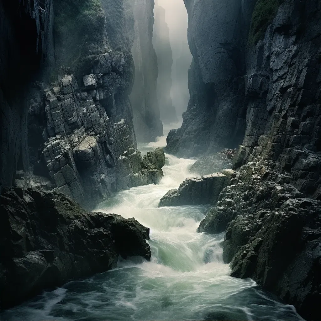 Raging river flowing through a rocky canyon - Image 2