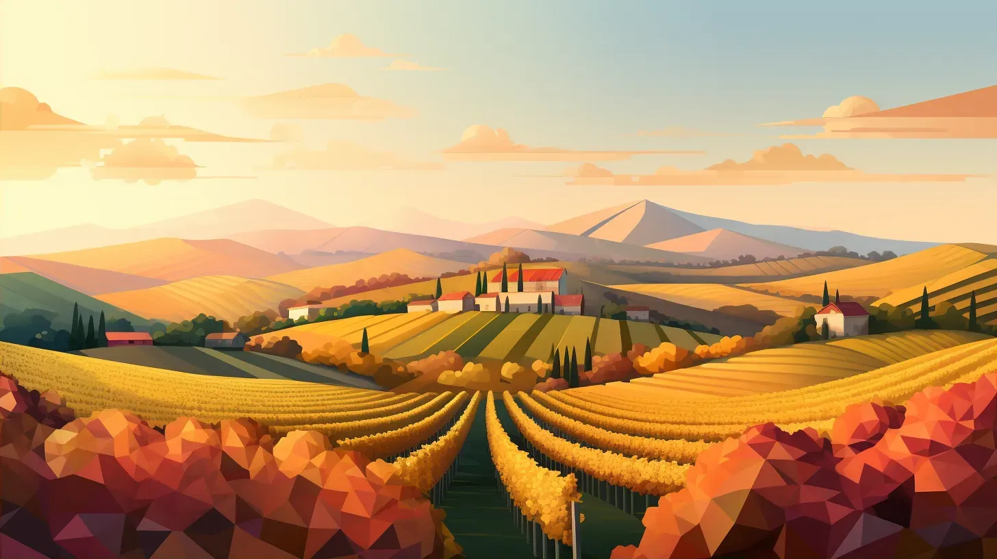 Sunset Vineyard in Low Poly