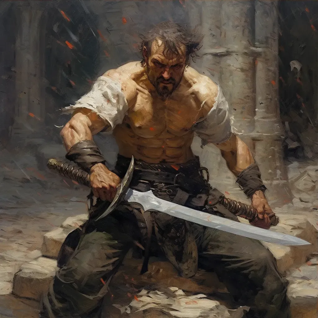 Warrior putting away his sword after battle - Image 3