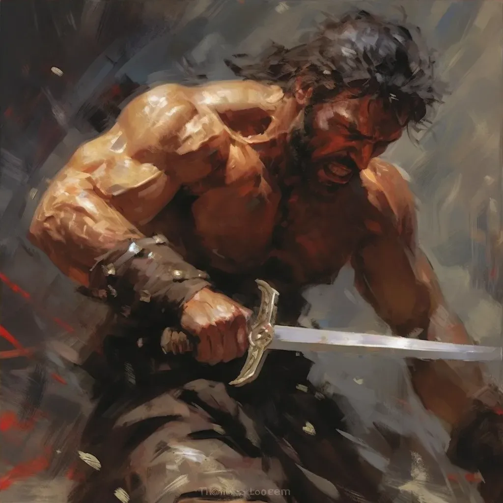 Warrior putting away his sword after battle - Image 4