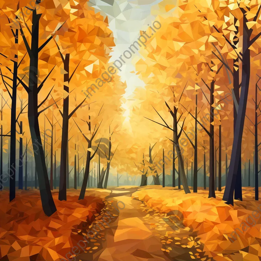 Low Poly autumn forest in warm oranges and yellows - Image 1