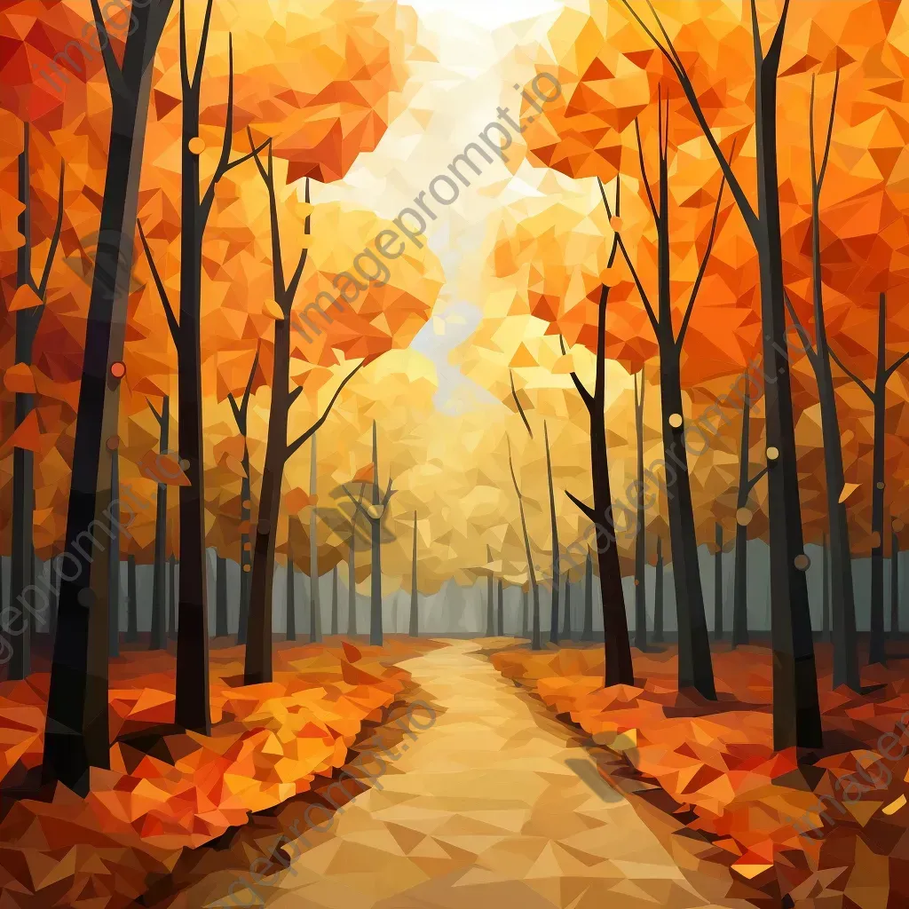 Low Poly autumn forest in warm oranges and yellows - Image 4