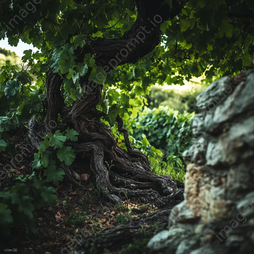 Ancient vine vineyard surrounded by greenery - Image 1