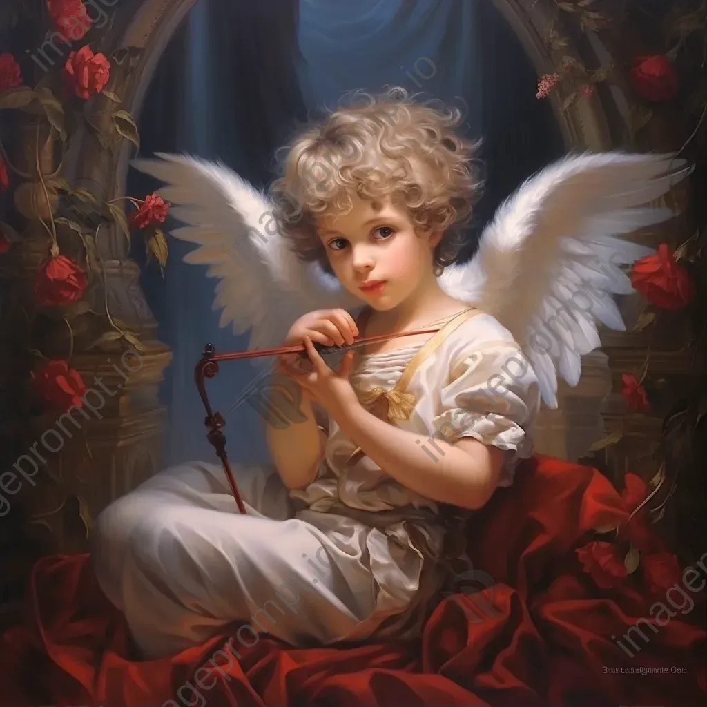 Neoclassical painting of a love-struck Cupid inspired by Greek mythology - Image 1