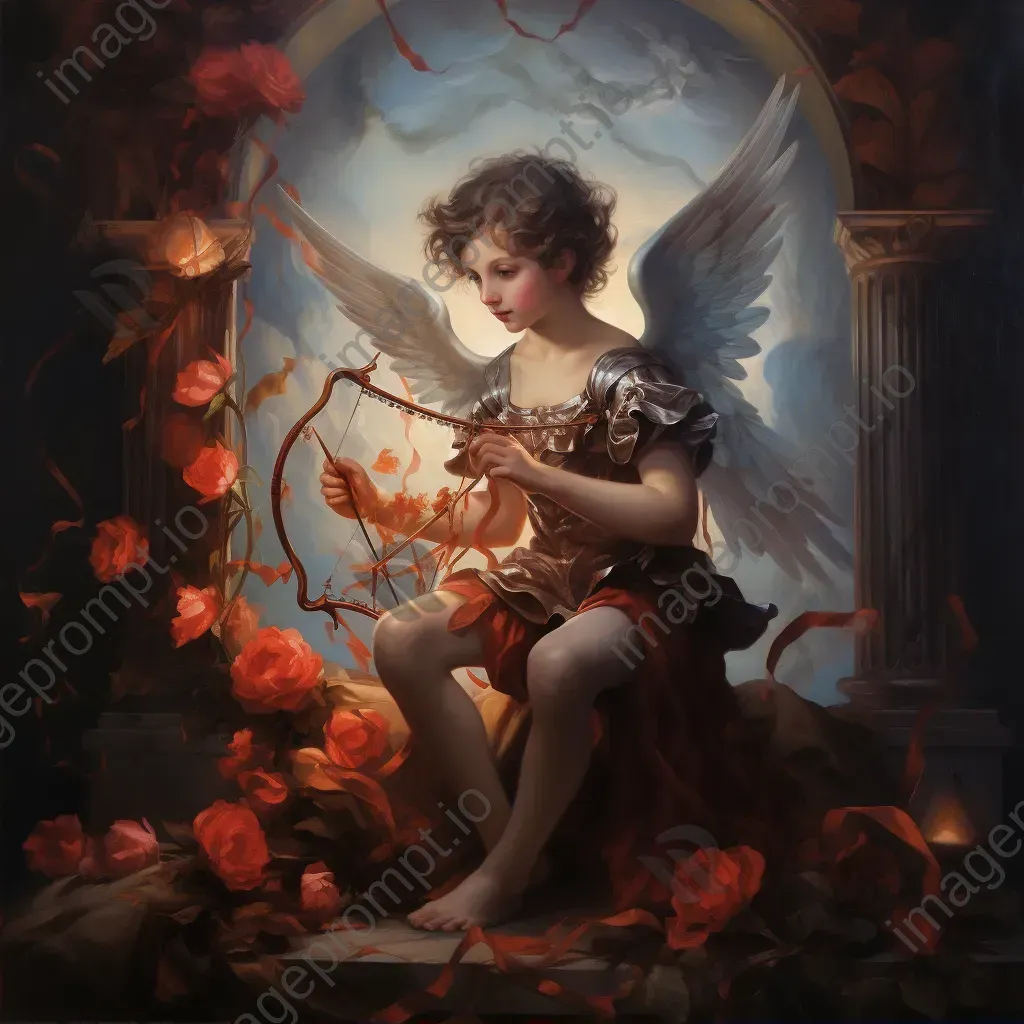 Neoclassical painting of a love-struck Cupid inspired by Greek mythology - Image 2