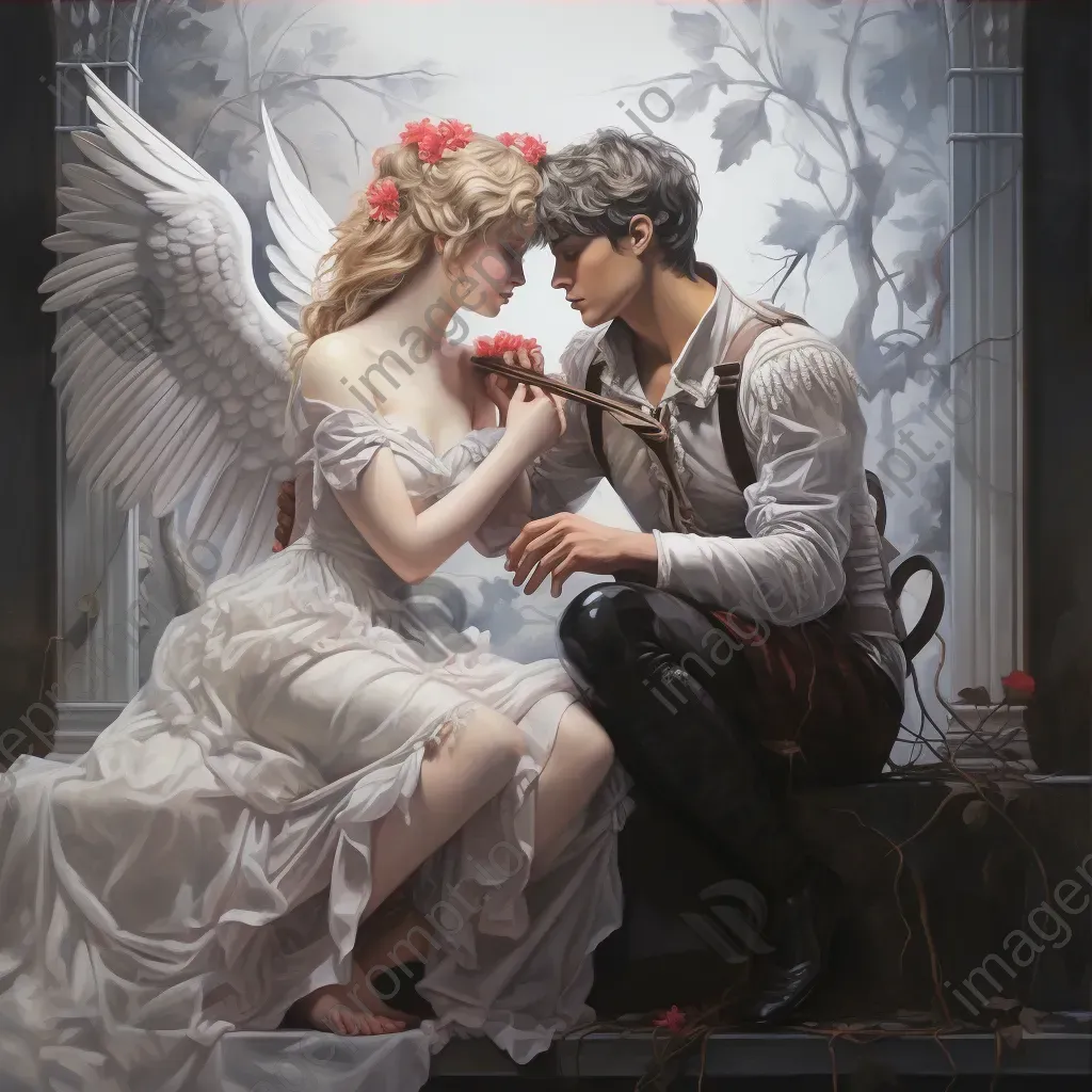 Neoclassical painting of a love-struck Cupid inspired by Greek mythology - Image 3