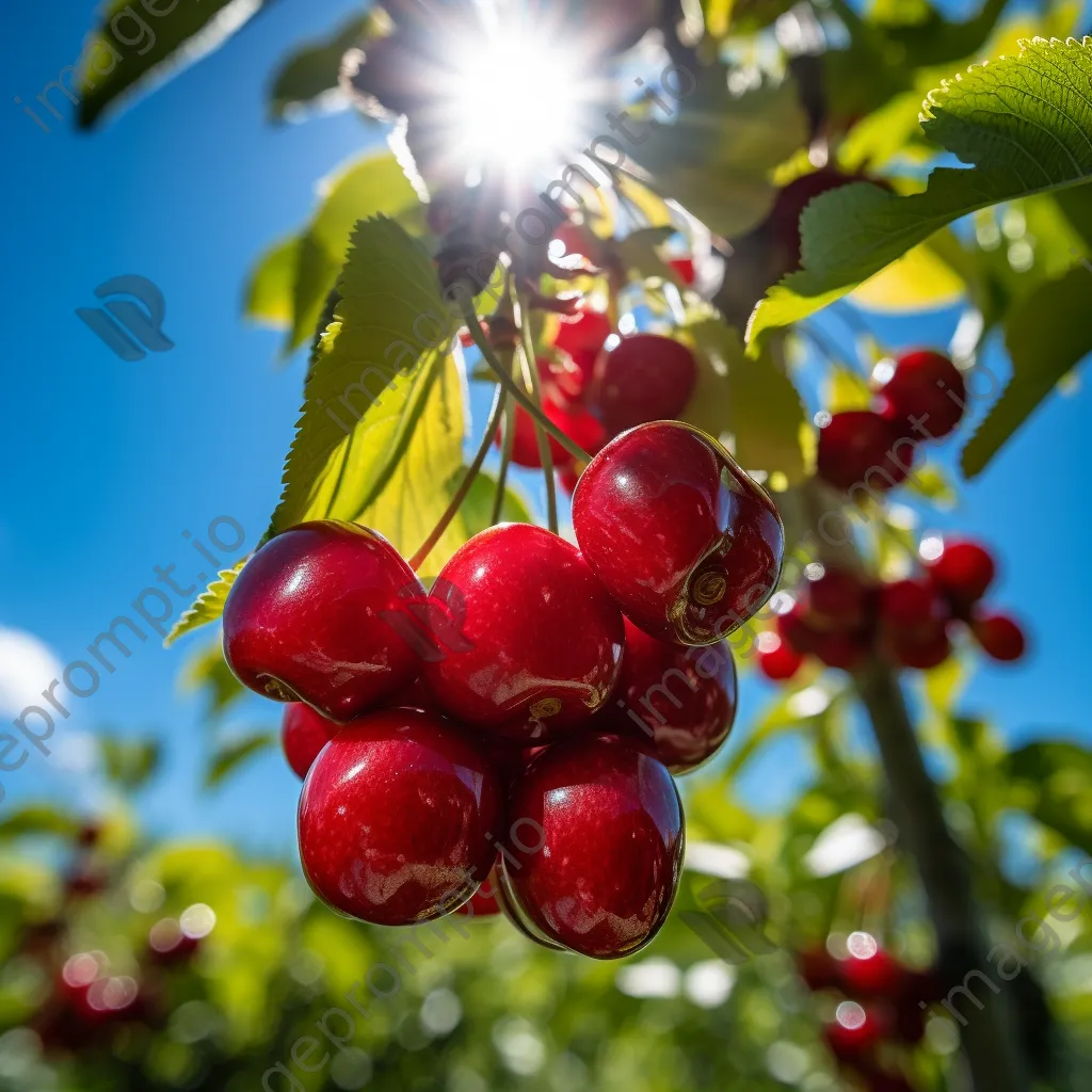 Branches loaded with ripe cherries in a bright orchard - Image 2