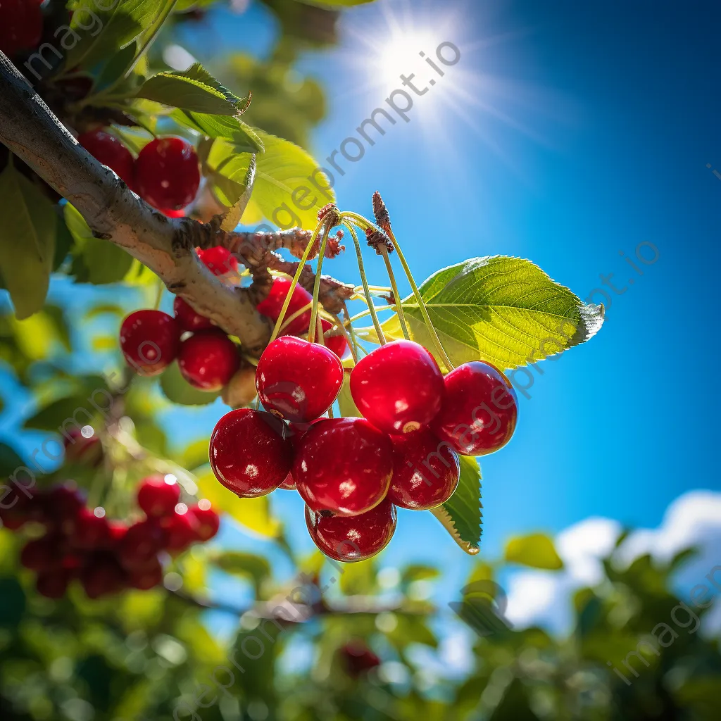 Branches loaded with ripe cherries in a bright orchard - Image 3