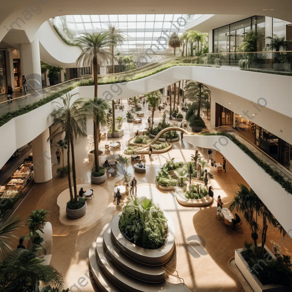 Aerial view of a modern shopping center with boutiques and greenery. - Image 3