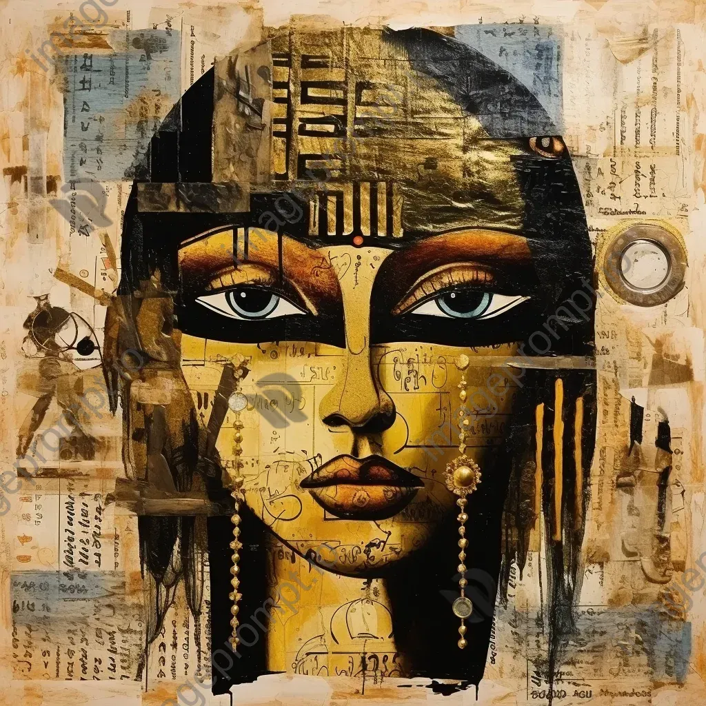 Mixed-media collage of mysterious Egyptian hieroglyphs - Image 4