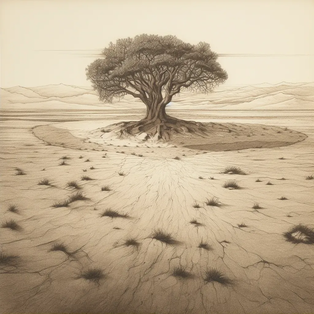 Image of a solitary tree in a desert landscape, symbolizing resilience - Image 2