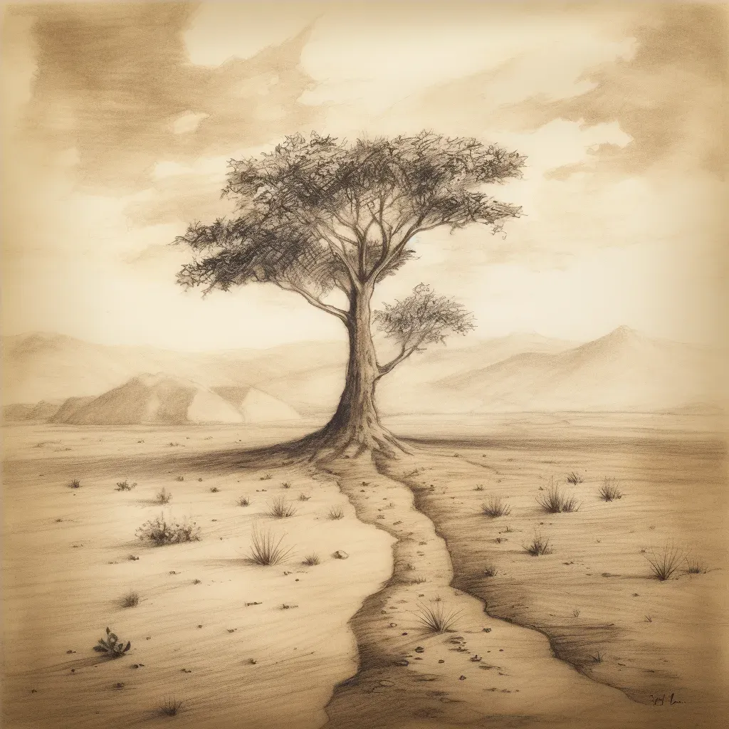 Image of a solitary tree in a desert landscape, symbolizing resilience - Image 4