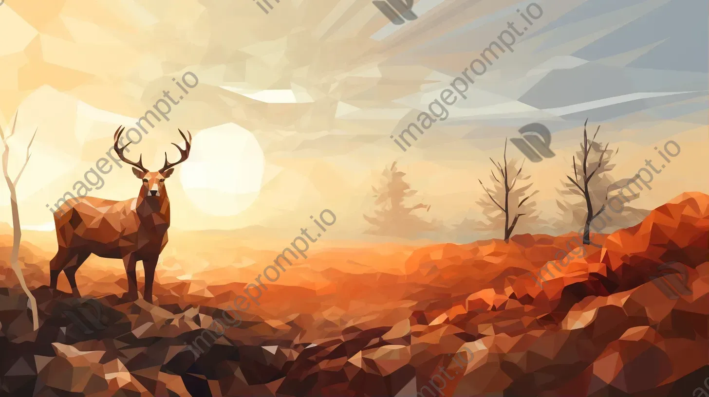 Lively low poly wildlife scene in warm natural colors - Image 1