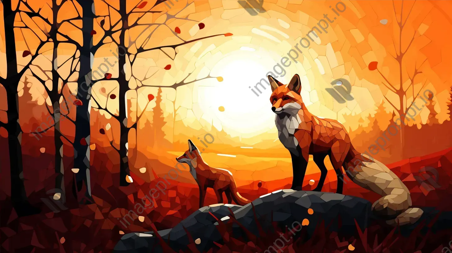 Lively low poly wildlife scene in warm natural colors - Image 4