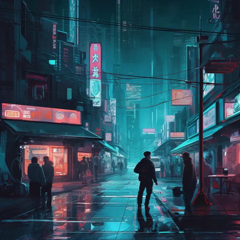 Cyberpunk city at night - Image 1