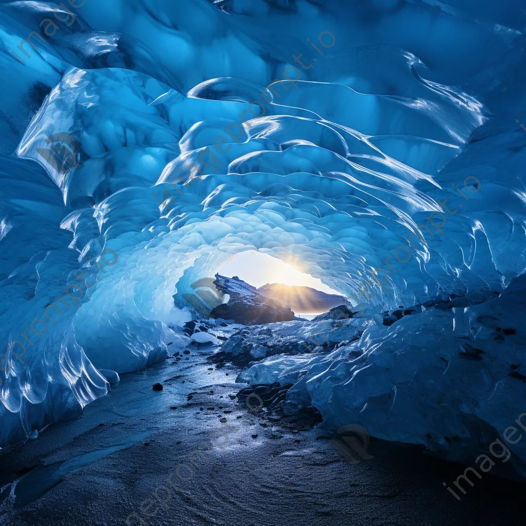 Brilliant blue ice formations inside an ice cave - Image 4