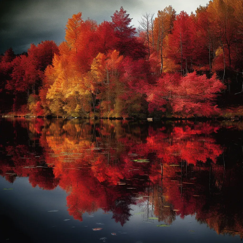 Vibrant autumn landscape with colorful forest and lake reflection - Image 3