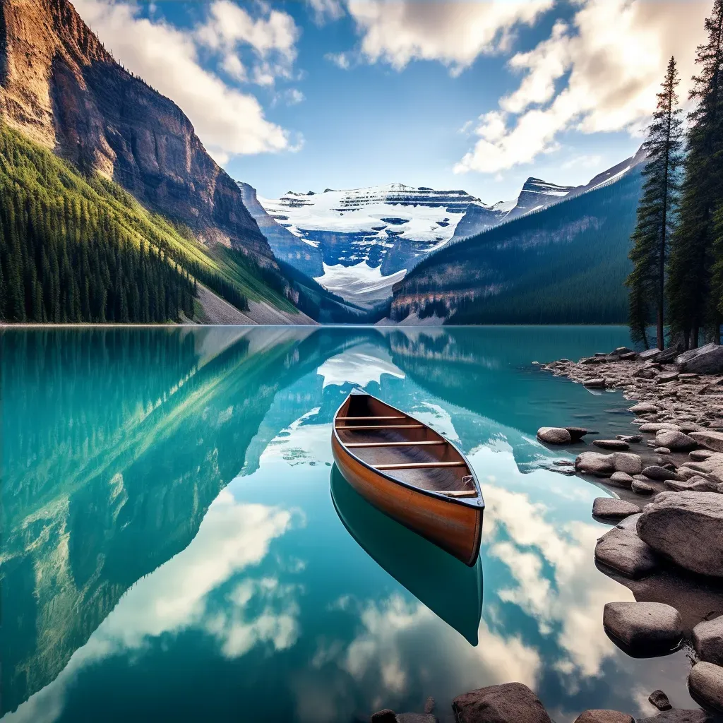 Lake Louise Canoe Reflections