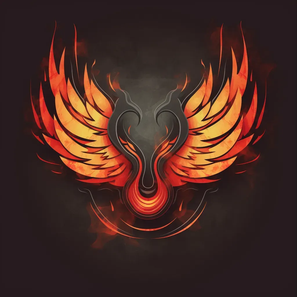 Bold wings logo with flames in red and orange - Image 1