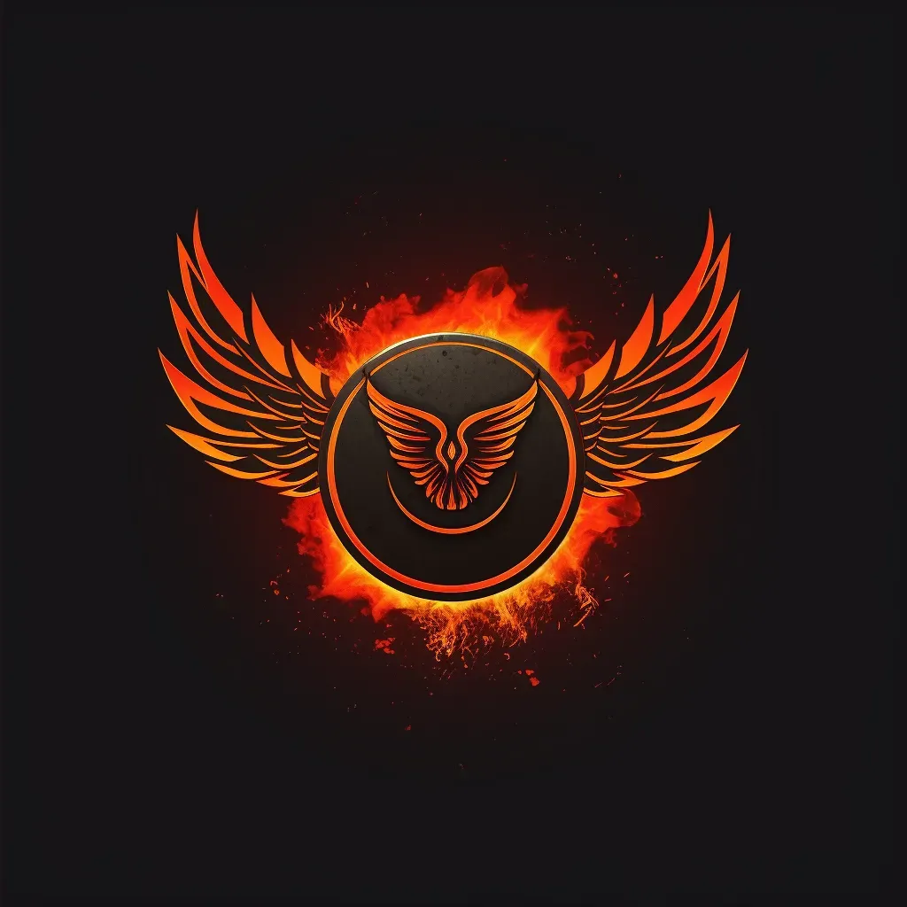 Bold wings logo with flames in red and orange - Image 2