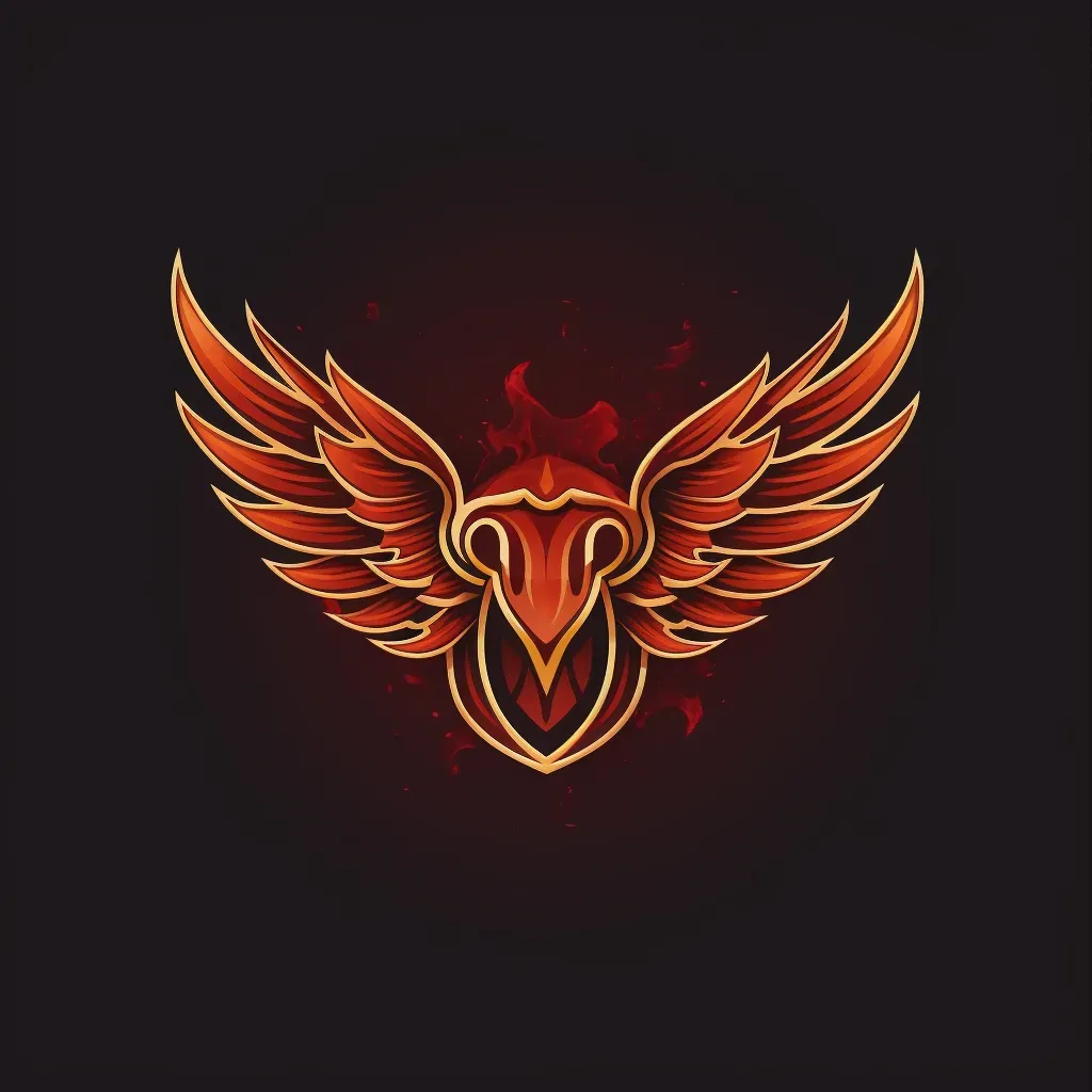 Bold wings logo with flames in red and orange - Image 3