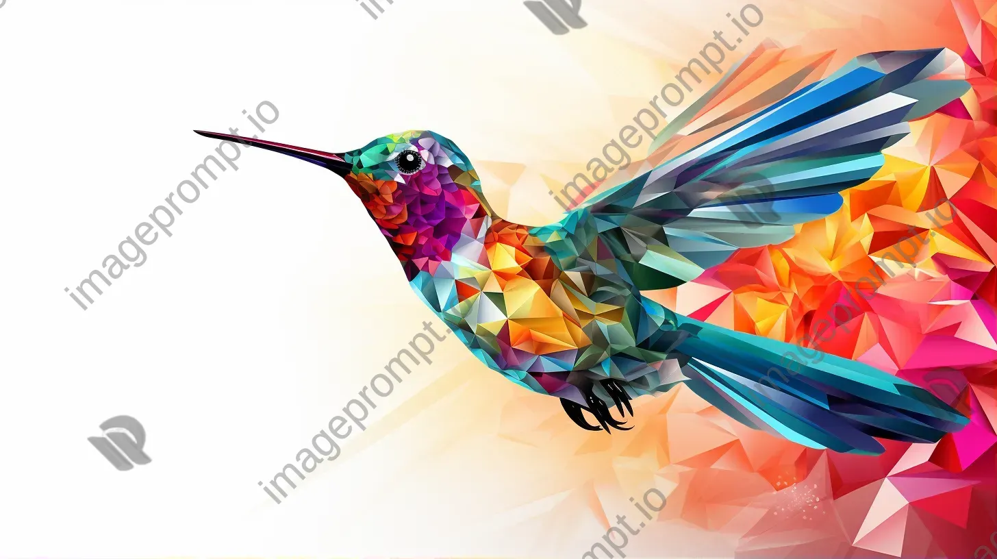 Colorful geometric representation of a hummingbird in flight - Image 1