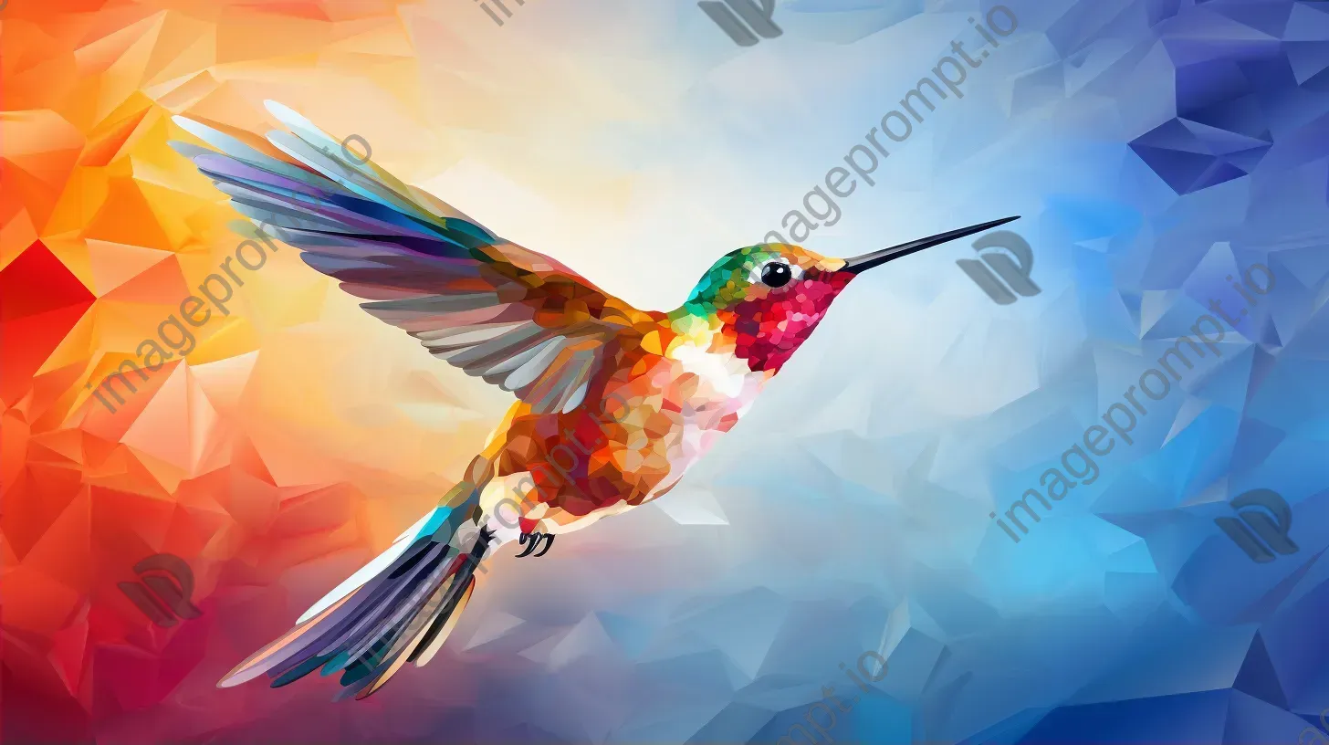 Colorful geometric representation of a hummingbird in flight - Image 2