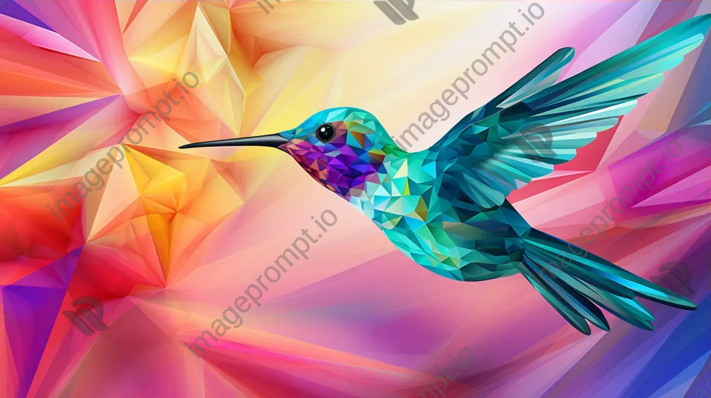 Colorful geometric representation of a hummingbird in flight - Image 3