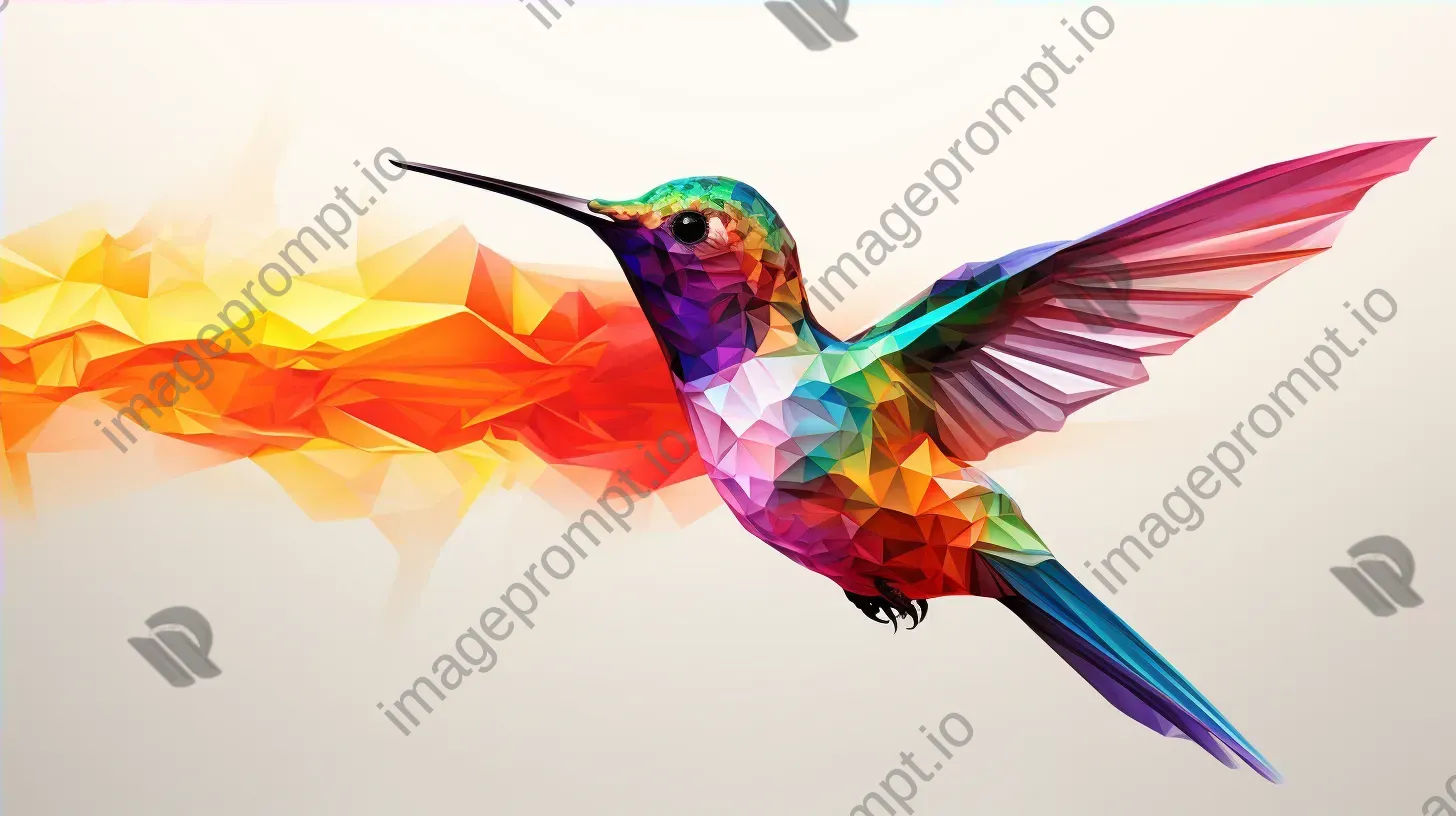 Colorful geometric representation of a hummingbird in flight - Image 4