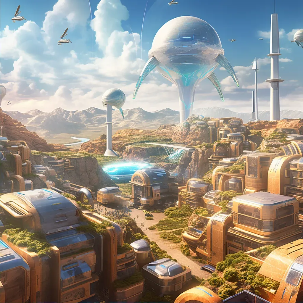 Futuristic city with solar panels and wind turbines - Image 2