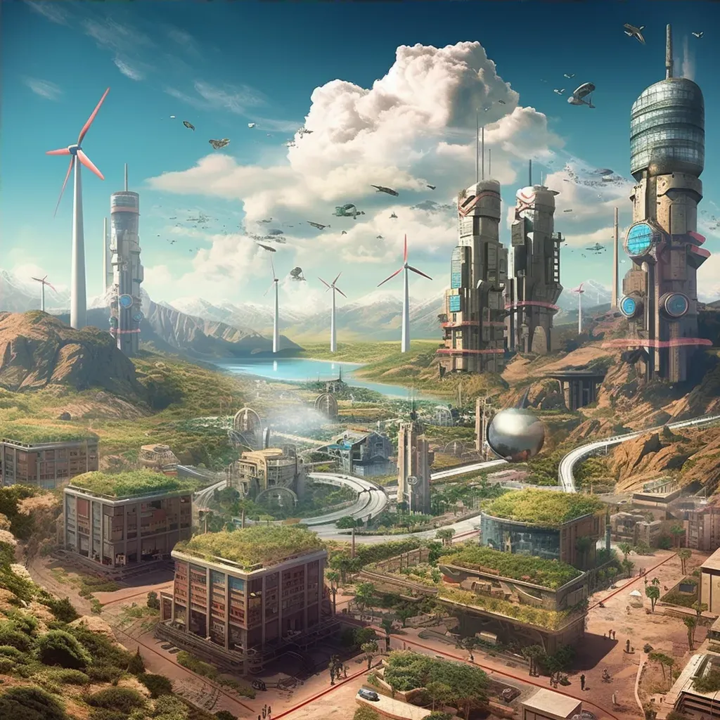 Futuristic city with solar panels and wind turbines - Image 4