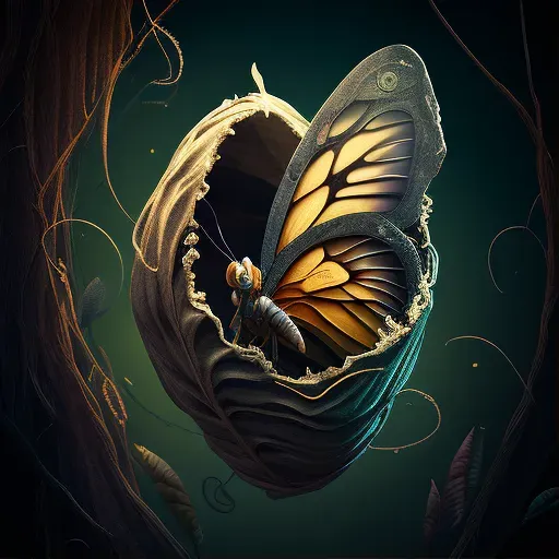 Image of a butterfly emerging from its cocoon, symbolizing transformation - Image 1