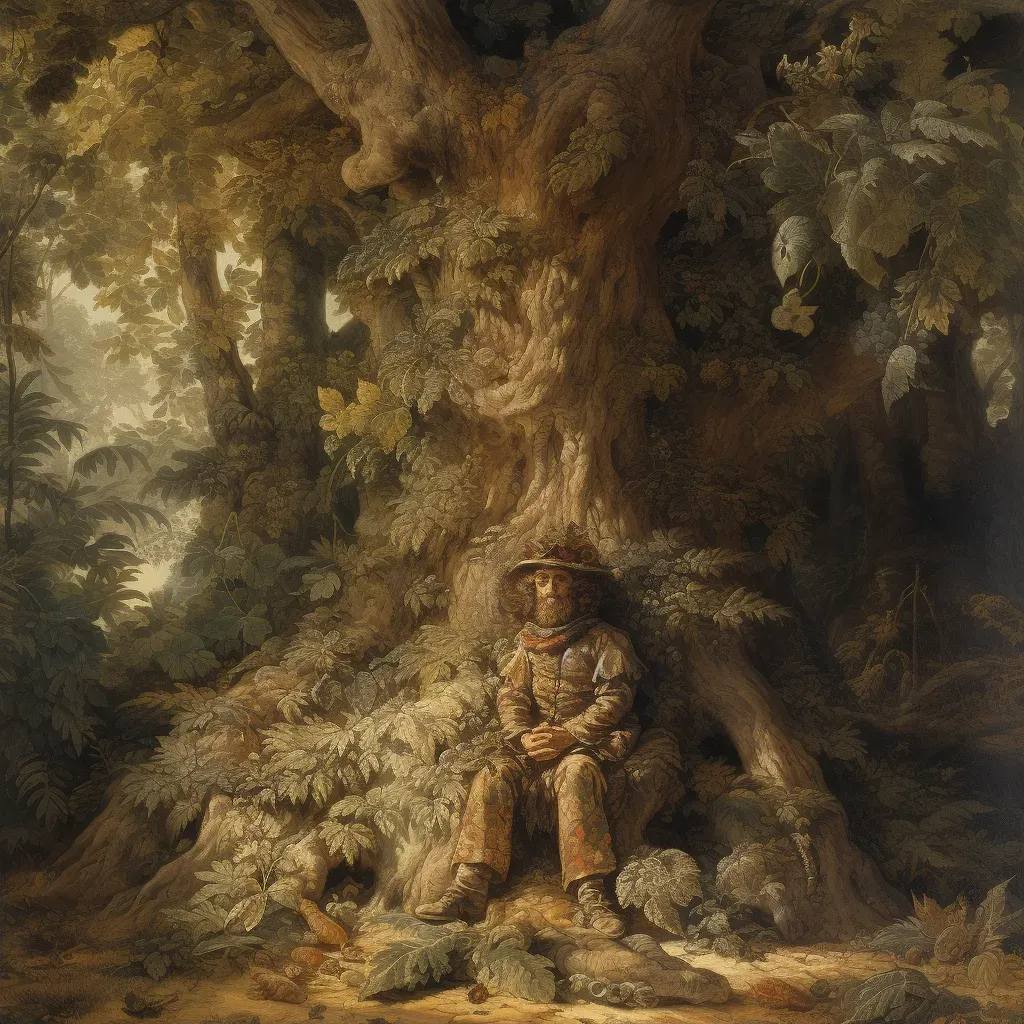 Person meditating under a large, ancient tree - Image 2