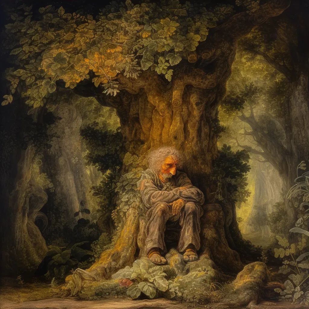 Person meditating under a large, ancient tree - Image 3