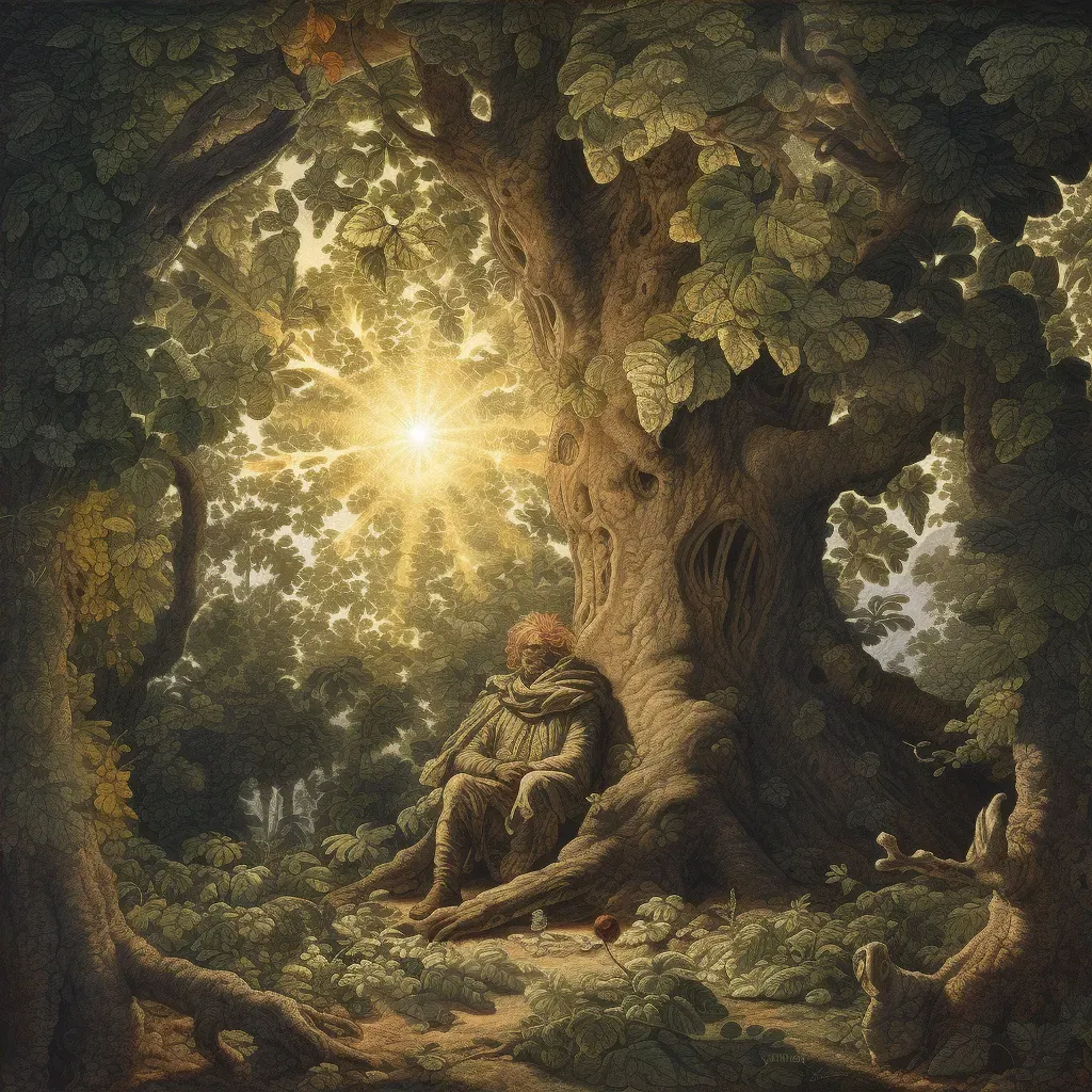 Person meditating under a large, ancient tree - Image 4