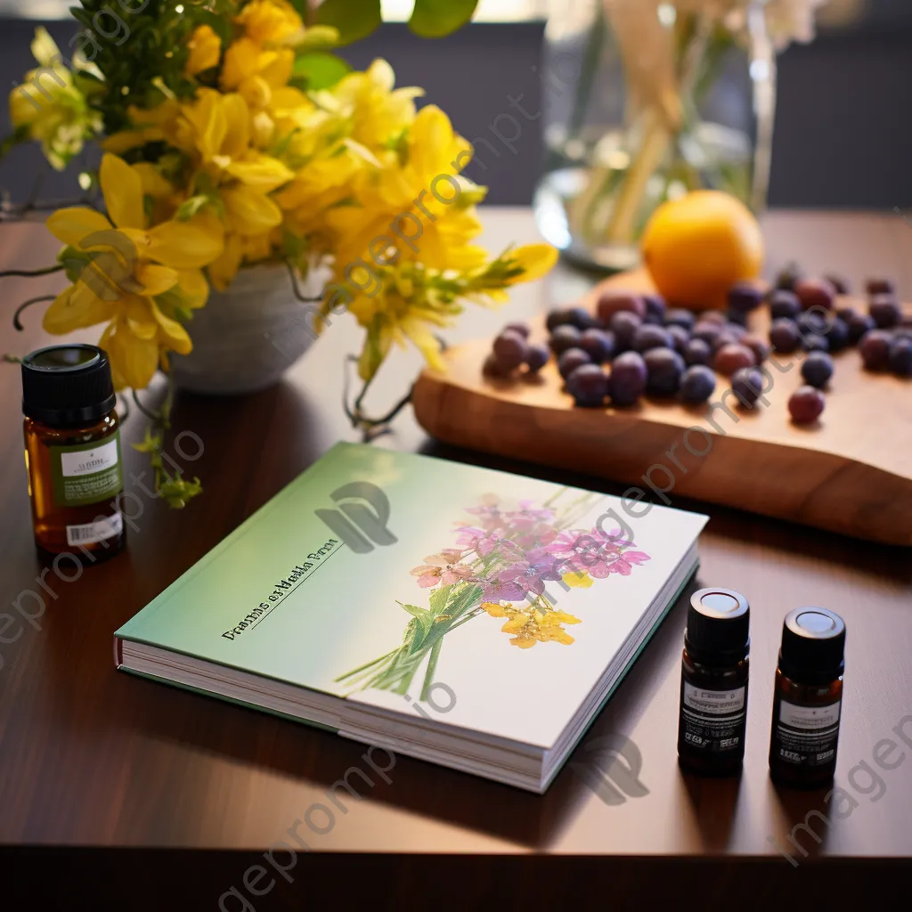 Wellness journal and essential oil diffuser on a table - Image 3