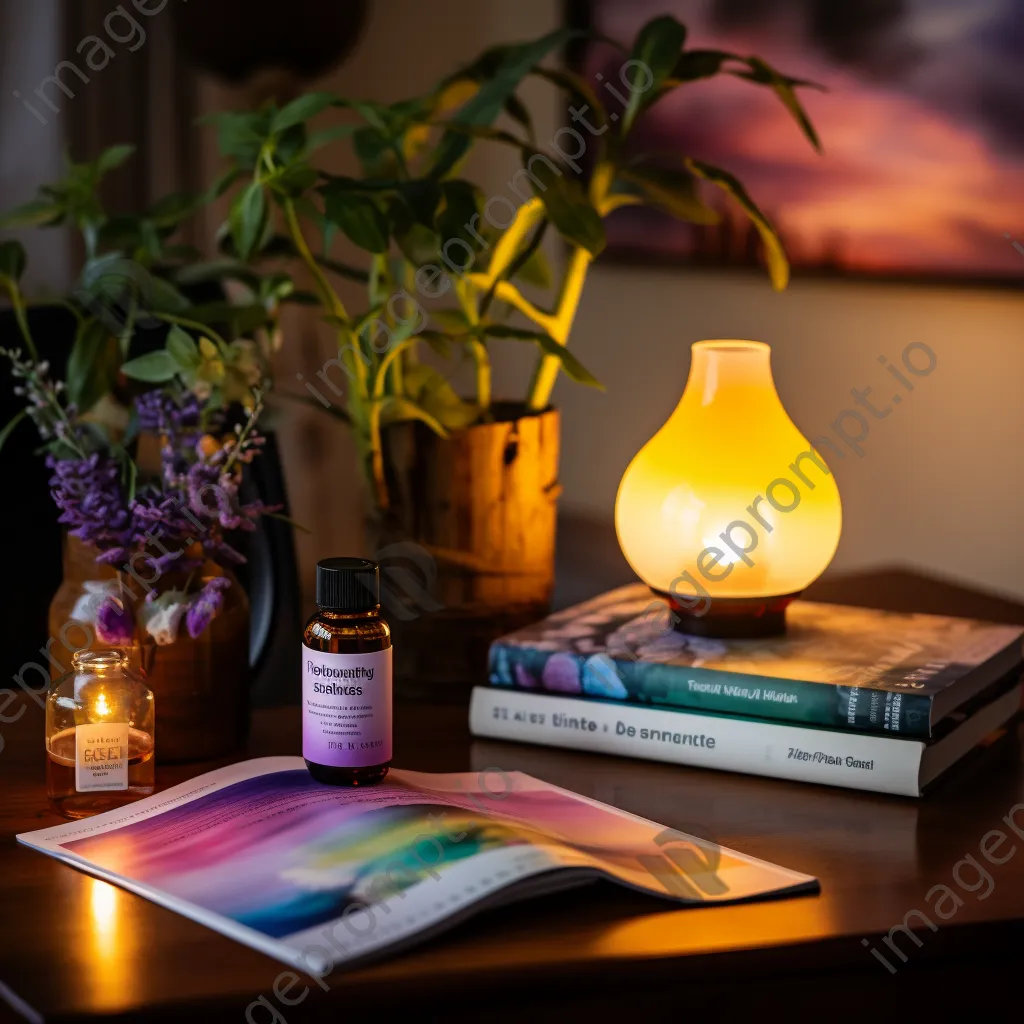 Wellness journal and essential oil diffuser on a table - Image 4