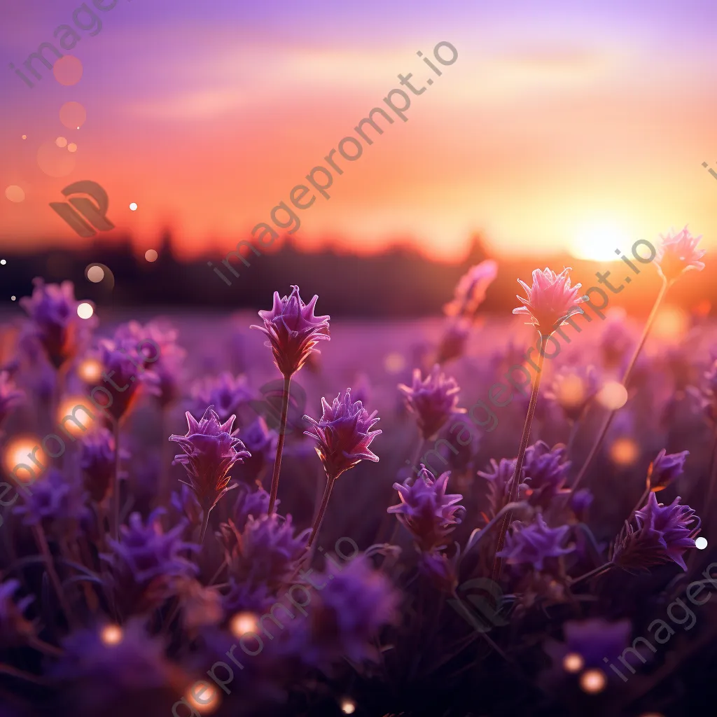 Sunset orange and lavender gradient with bokeh - Image 1