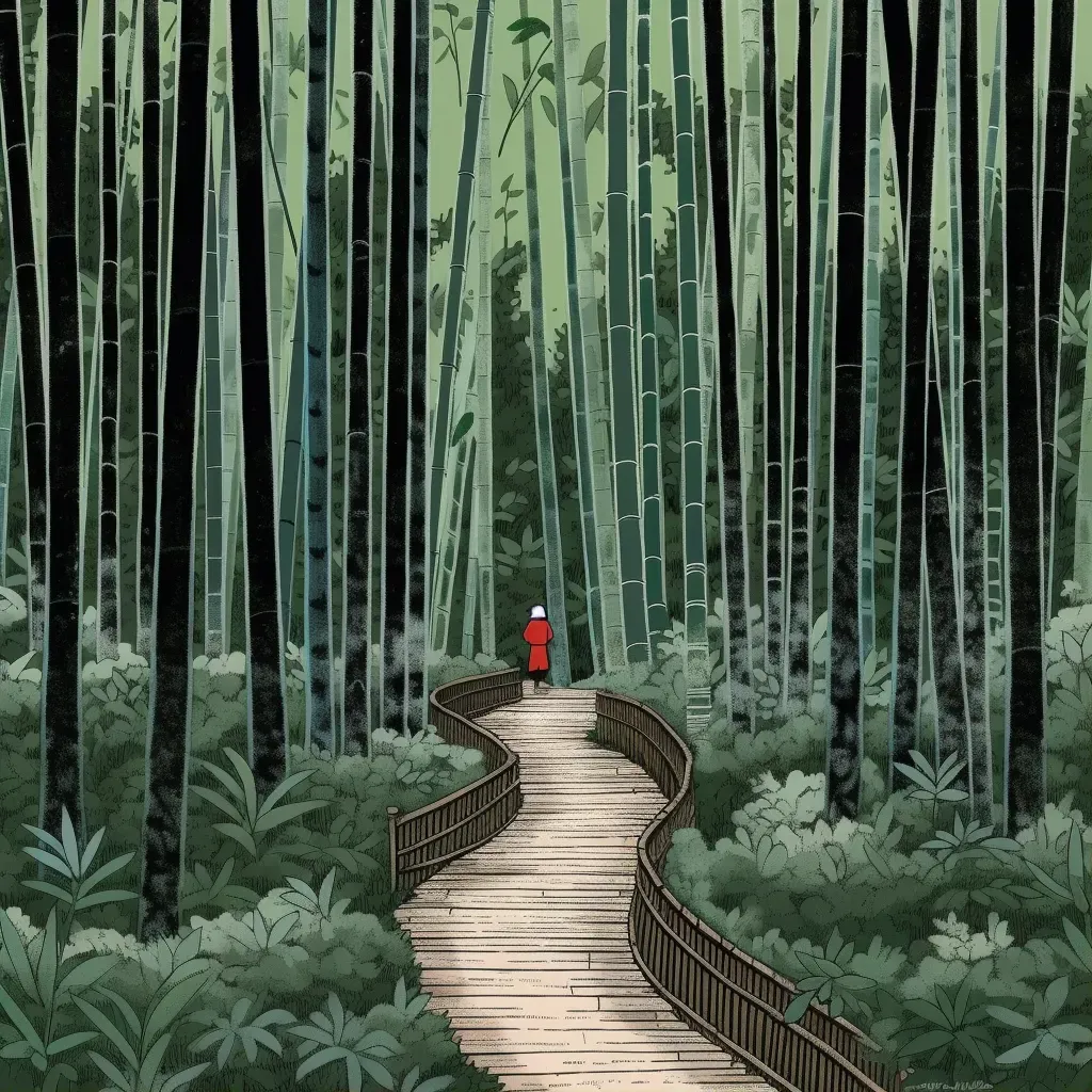 Bamboo forest with stone path - Image 1