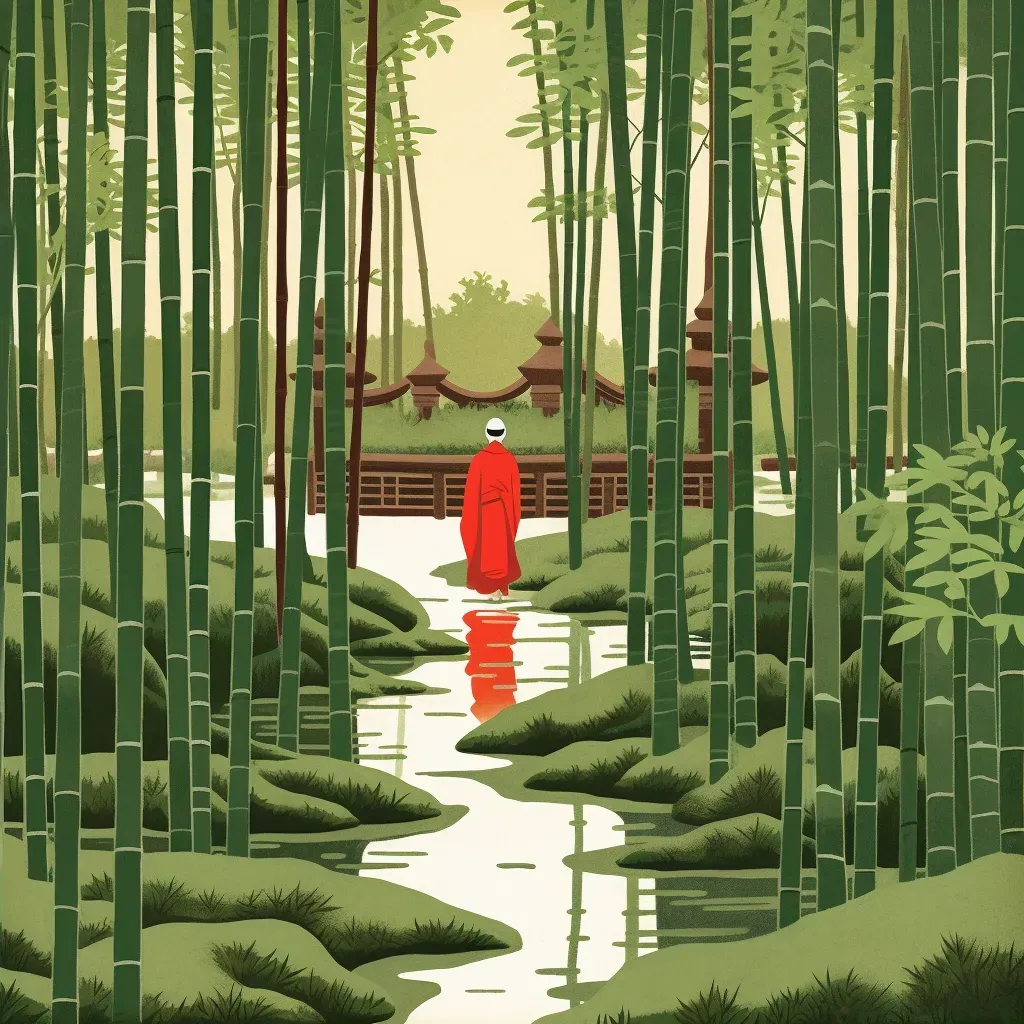 Bamboo forest with stone path - Image 2