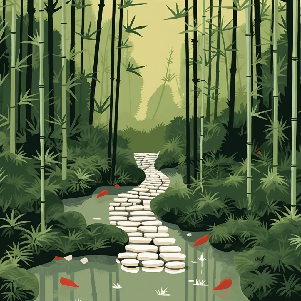 Bamboo forest with stone path - Image 3