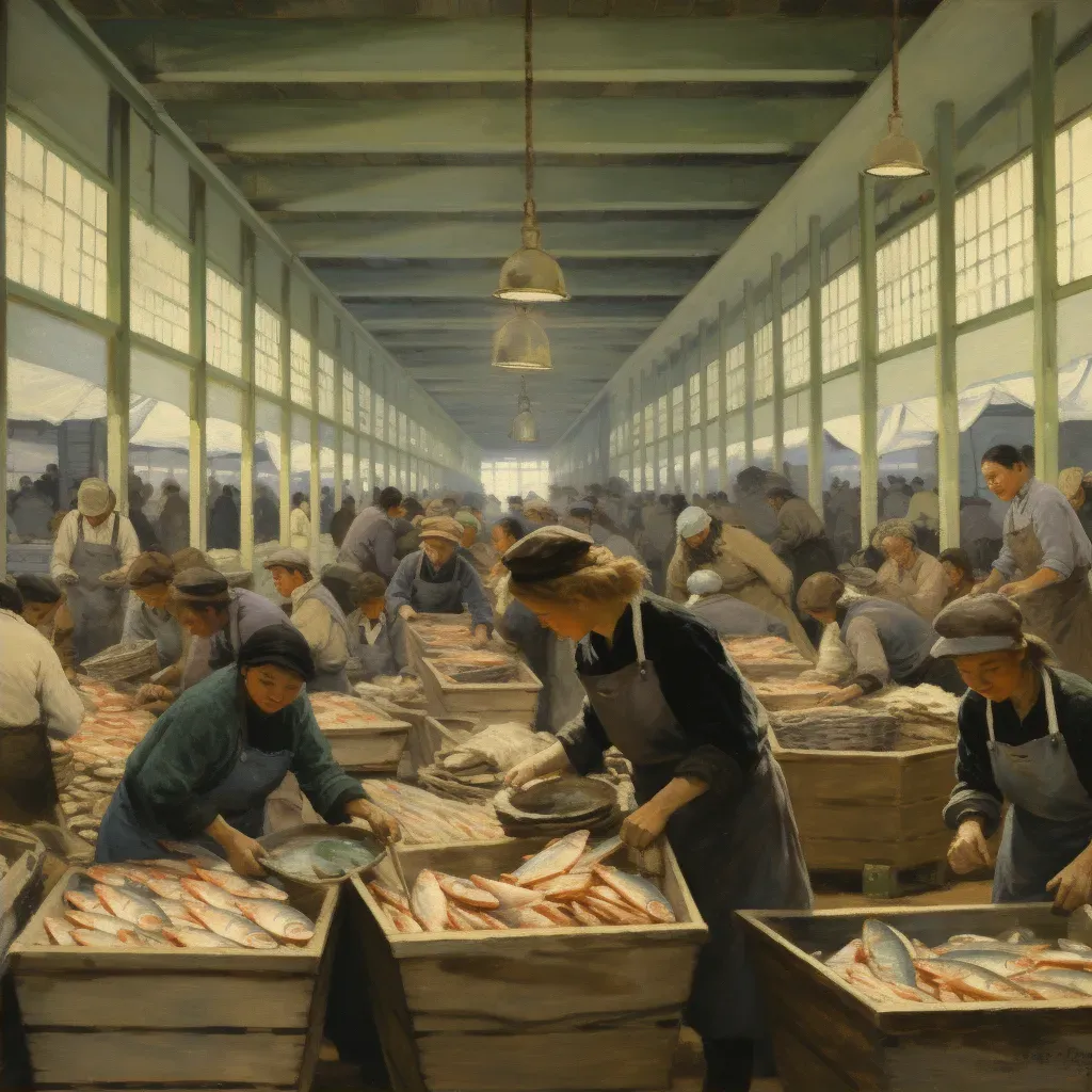 Contrast Between Bustling Fish Market and Peaceful Sushi Restaurant - Culinary Contrast - Image 2