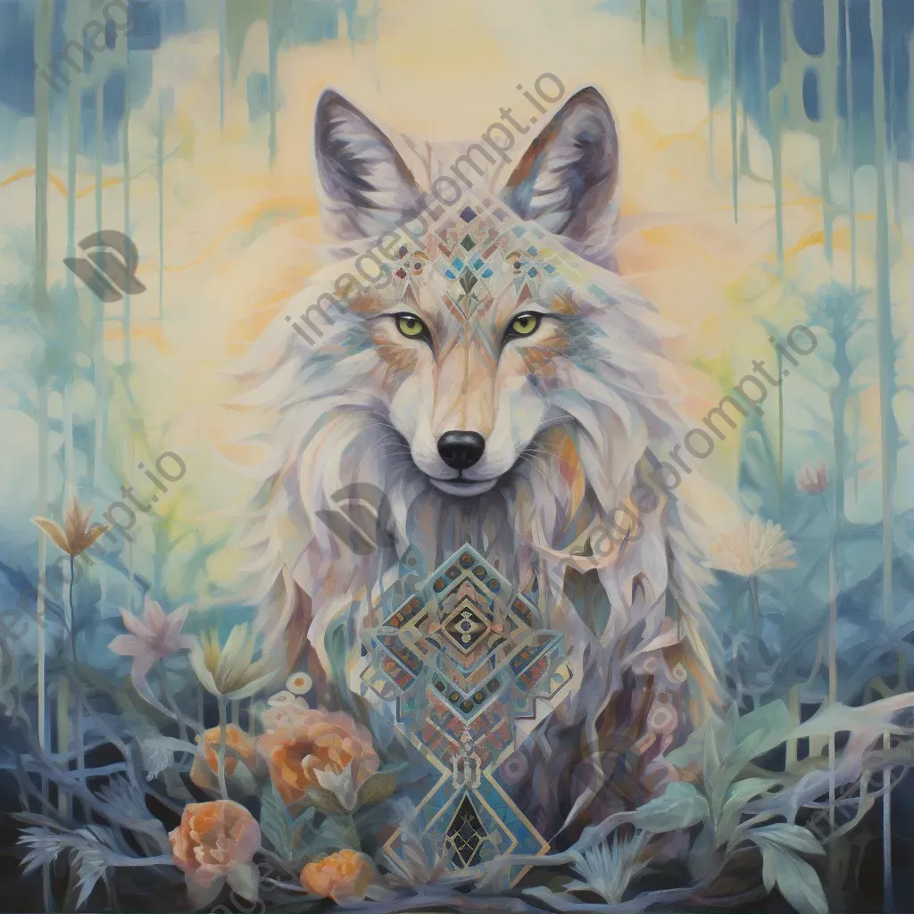 Pastel portrait of a mystical animal spirit guide in an enchanted forest - Image 1